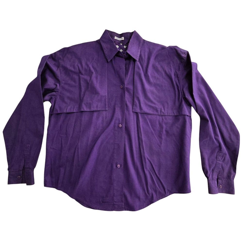 Vintage 1993 Side Saddle Shirt Womens M‎ Cowgirl Purple Lattice Open Back Shirt